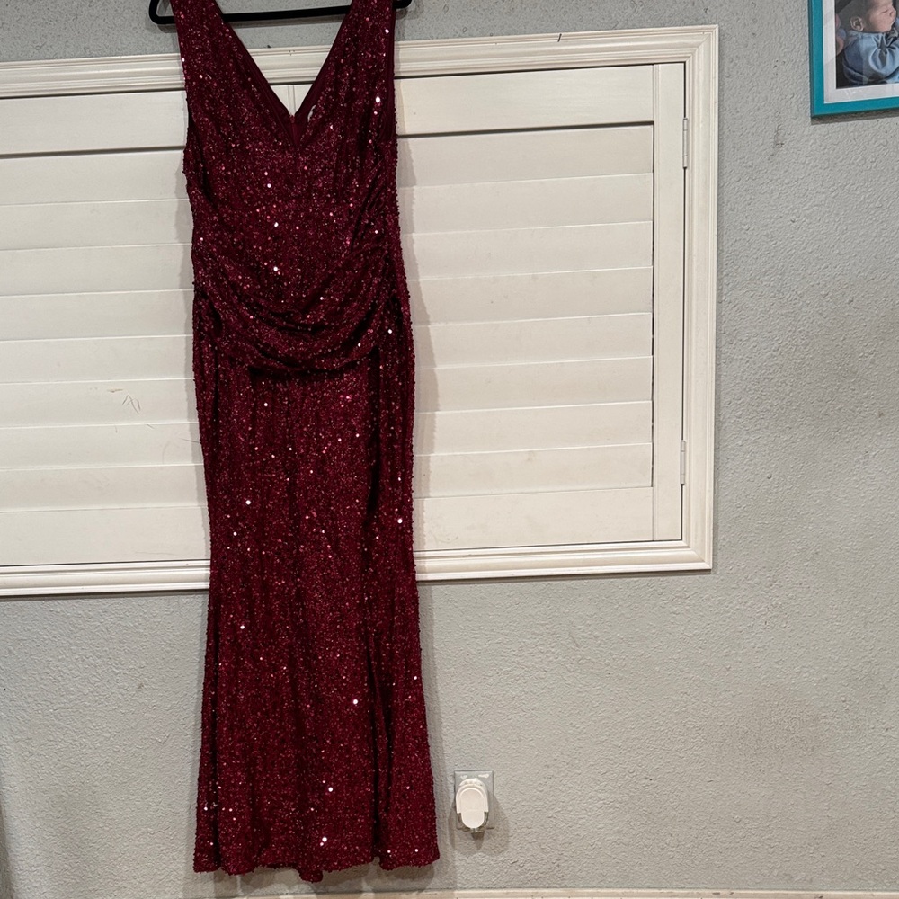 Glamorous Burgundy Sequin Maxi Dress
